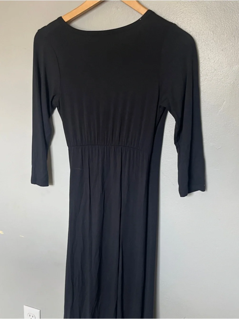 Women's Black Bamboo Wrap-Style Knit Dress